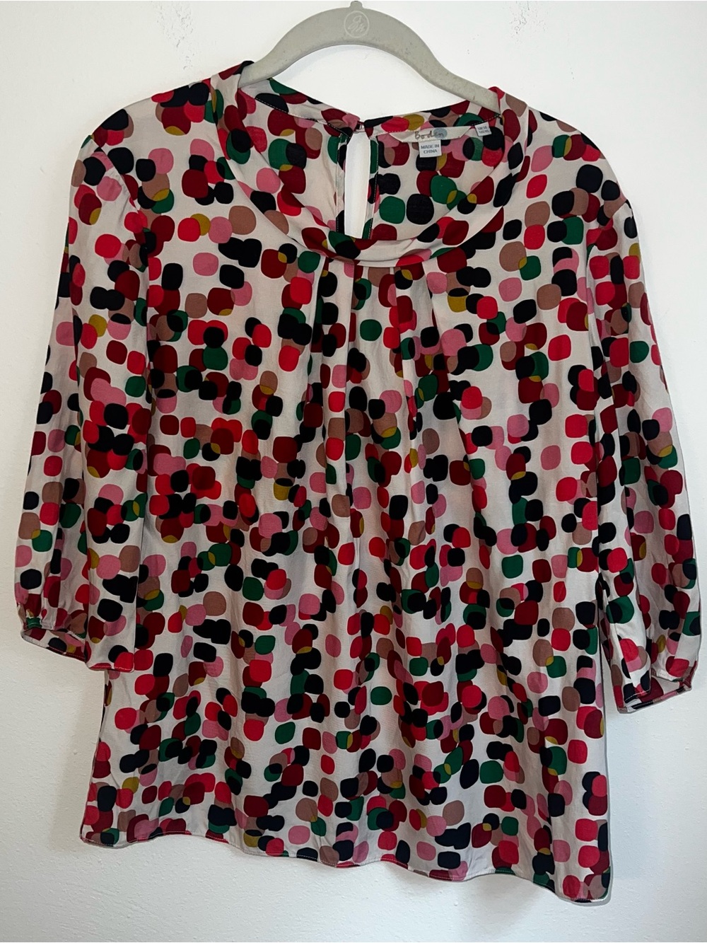 Boden Multi-Colored Polka Dot Silk Top